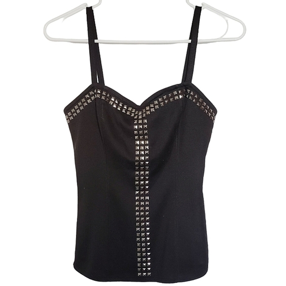 1367 * Teenage Runaway Silver Studded Tank Black Size S - Picture 1 of 8